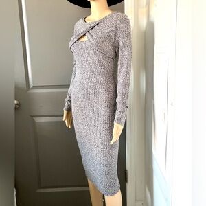 Almost Famous Gray Long Sleeve Midi Dress bodycon size S-M used